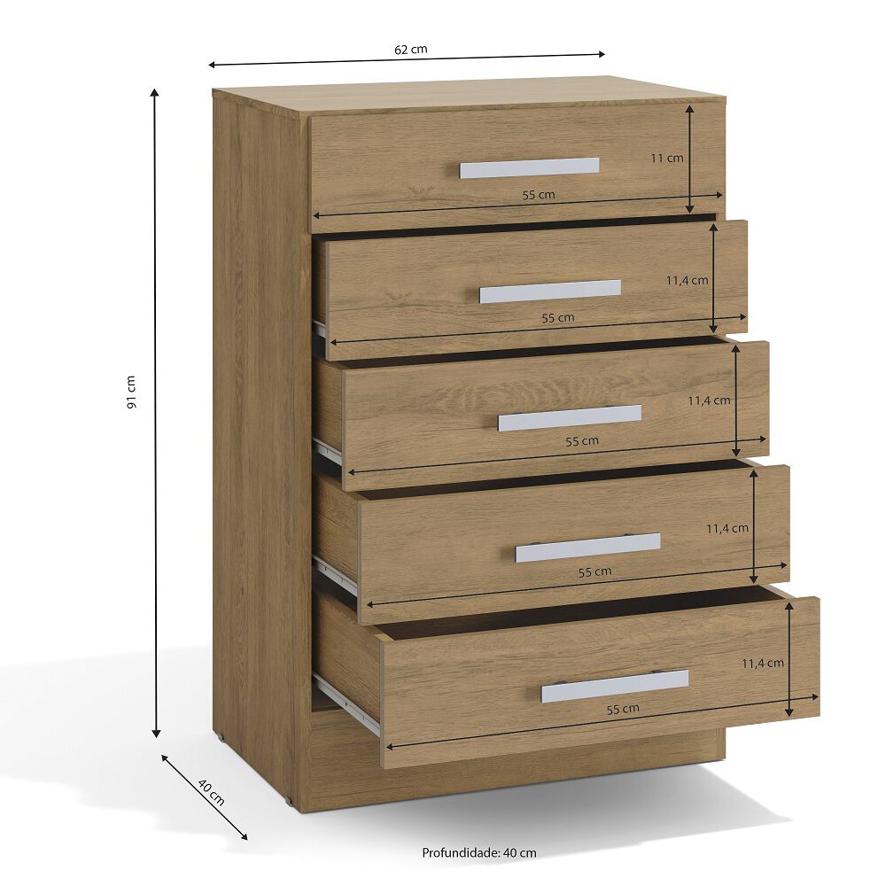 Cómoda Yardas Carla Nogal 5 Cajones image number 2.0